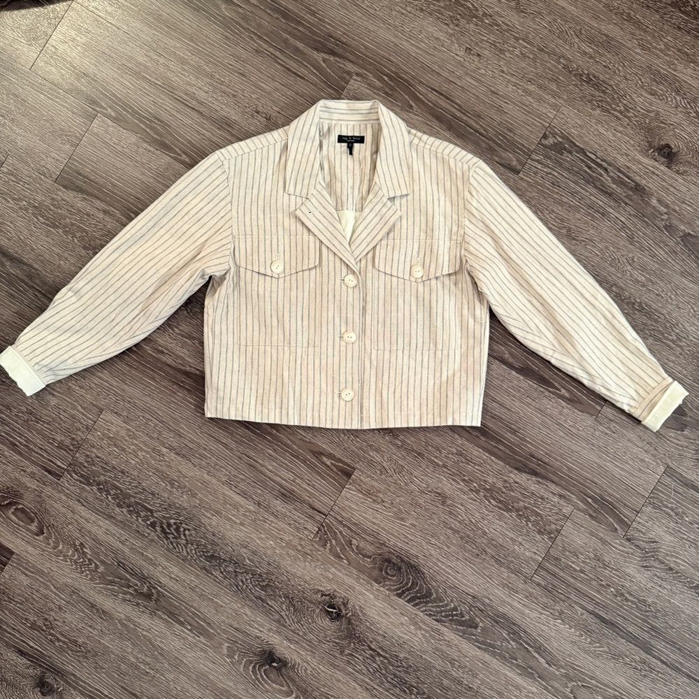Rag & Bone Cotton Hemp Linen Stripe Jacket